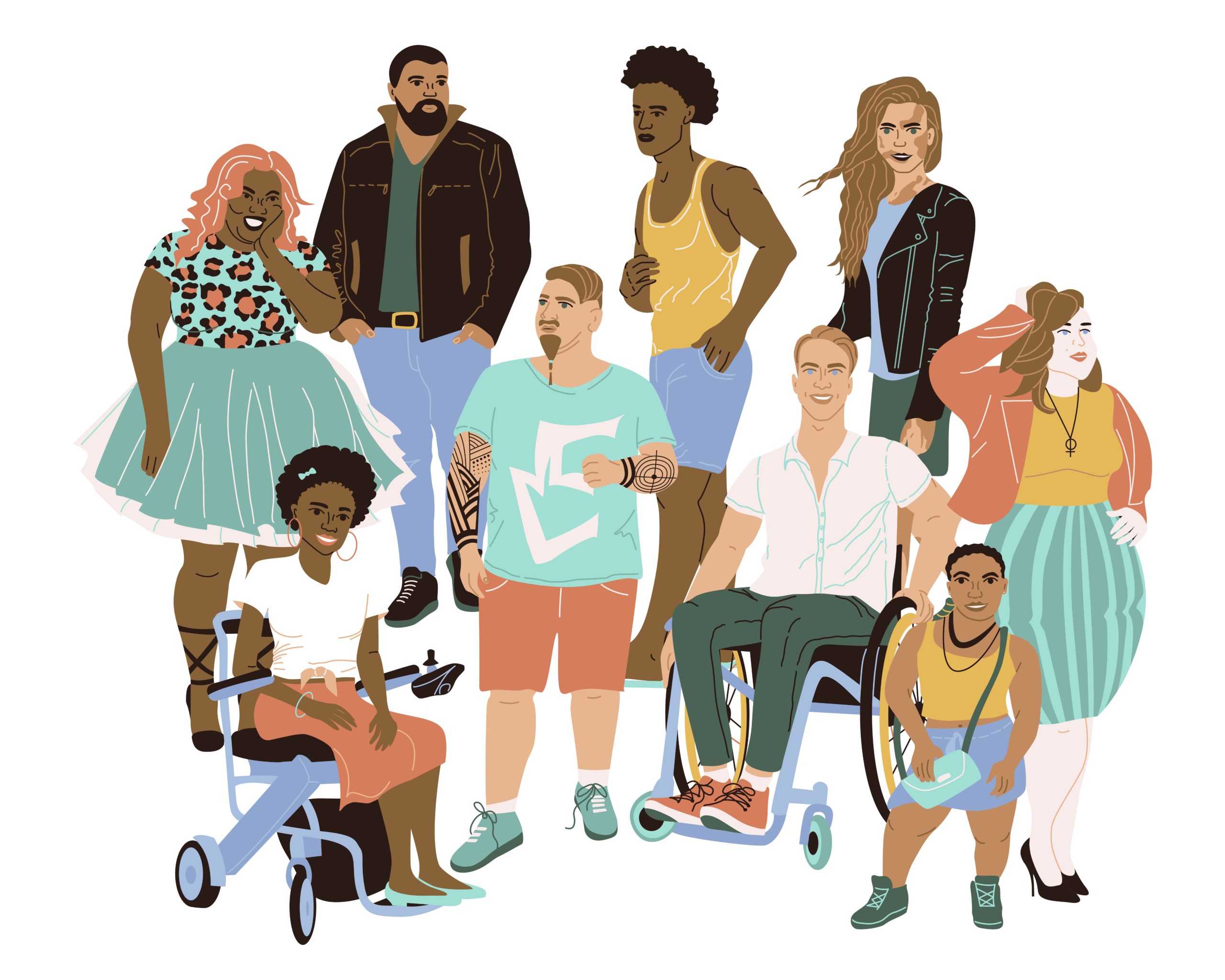 A group of diverse disabled people. Image by Sasha Matbon