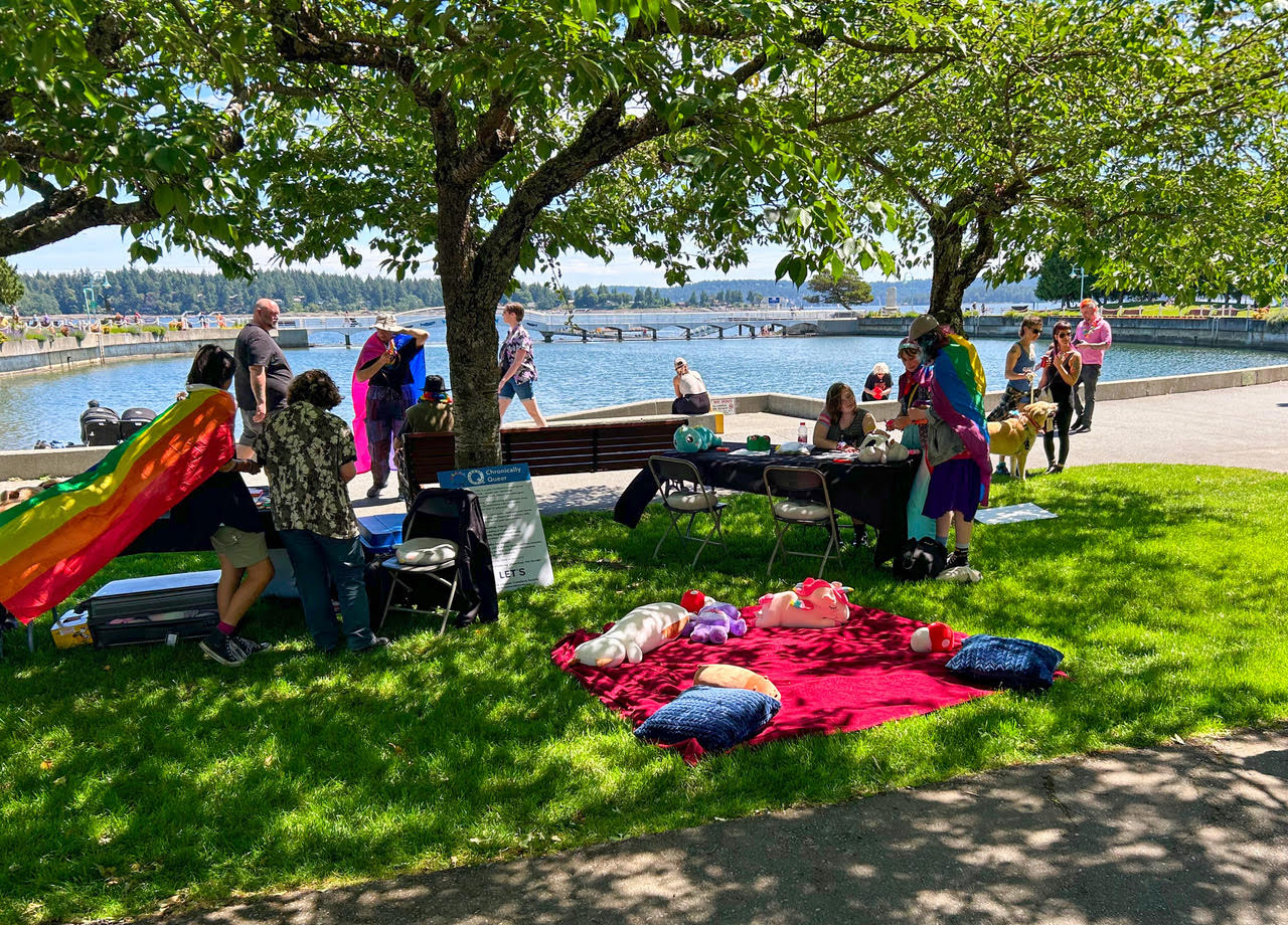 Low Sensory Space under tree, next to ocean.