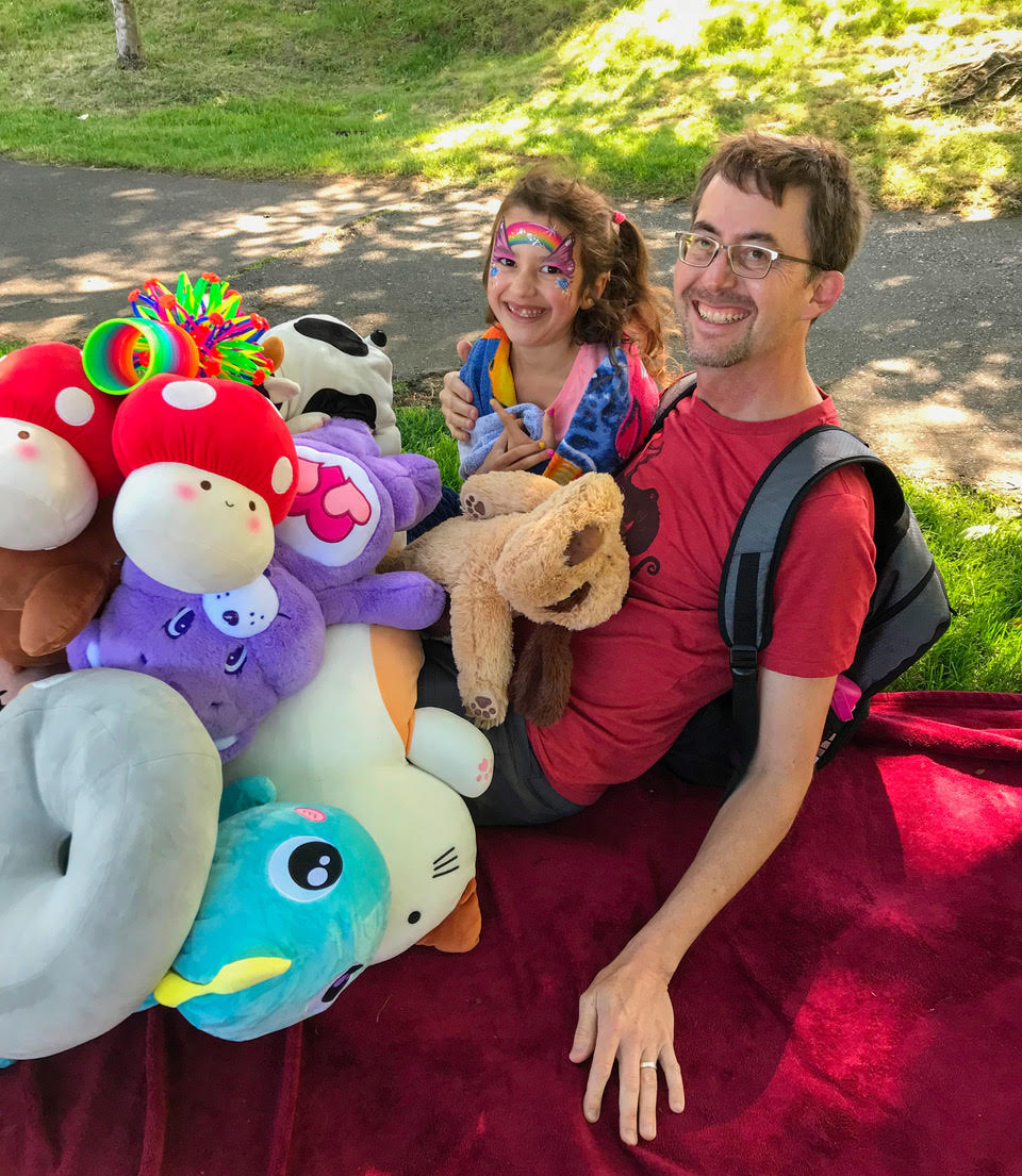 A favourite activity, at our low sensory spaces is to pile all our stuffed animals.