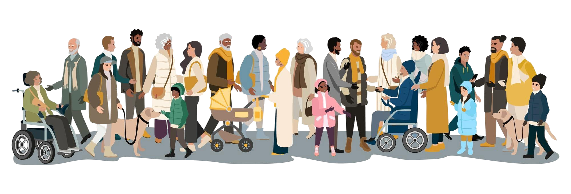 A large group of people of various identities.