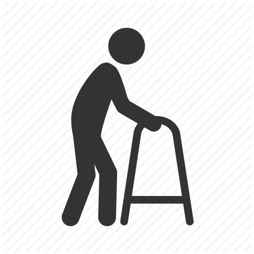 black silhouette of a person with a walker