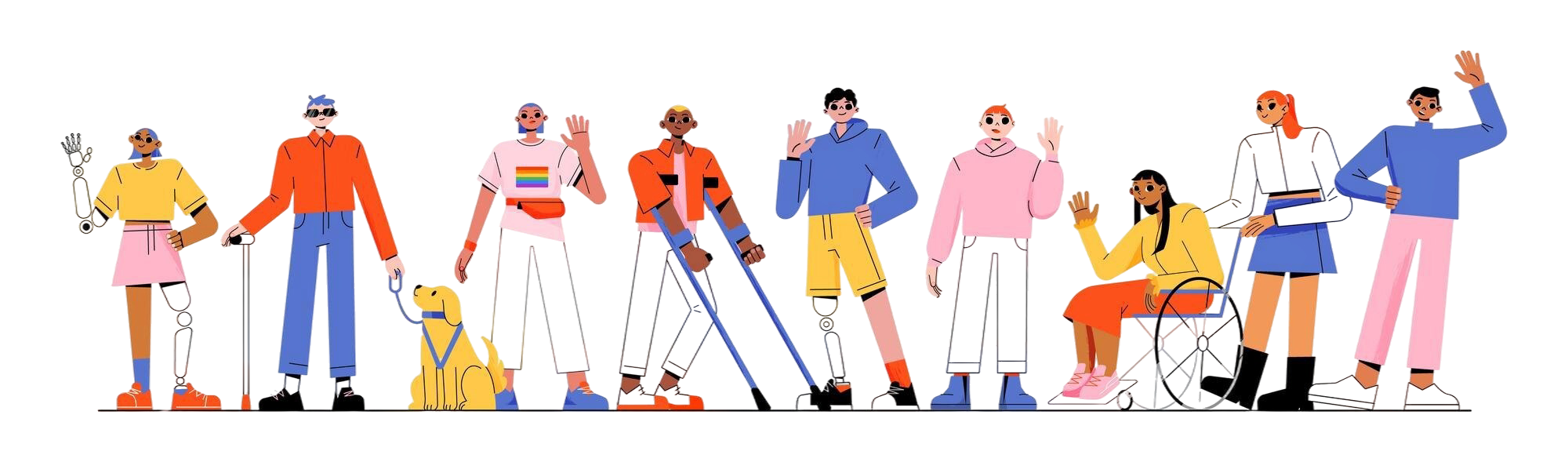 People in a row.